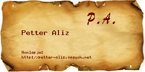 Petter Aliz névjegykártya